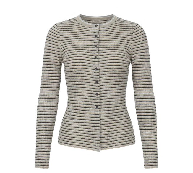 J26AF6239 Ruched striped cardigan, view 1 of 1
