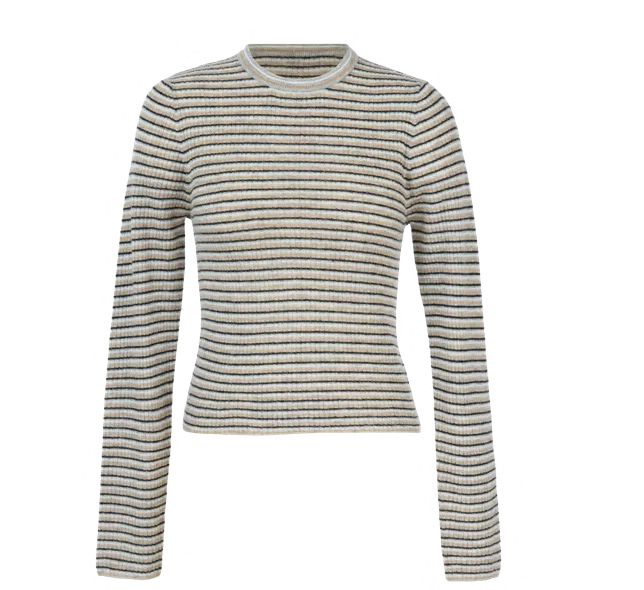 J26AE6312 Ruched striped long-sleeve knit, view 1 of 1