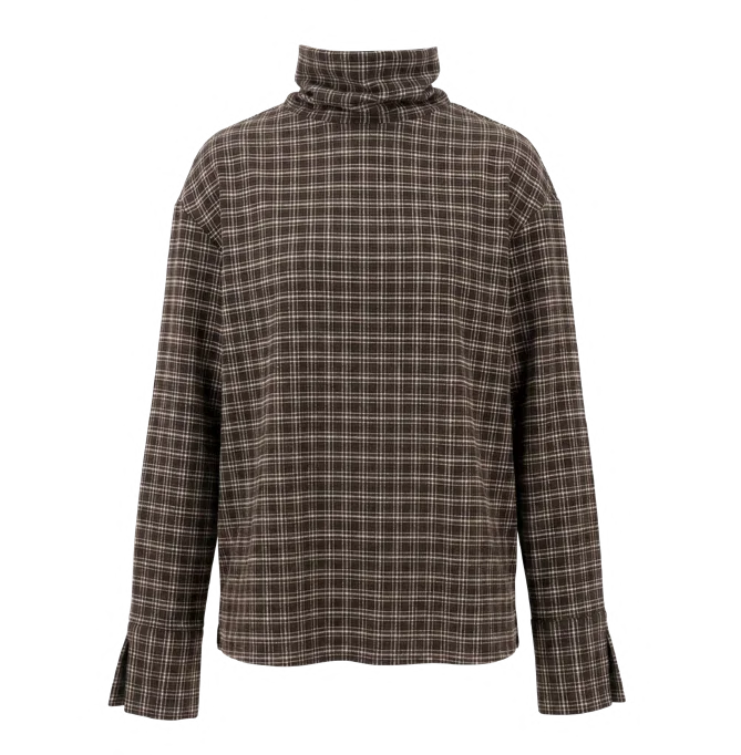 J26AL6259 Checked high-neck blouse, view 1 of 1